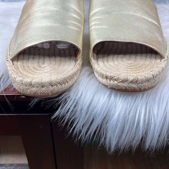 Tory Burch Gold Landon Espadrille Ankle Wrap Open Toe Sandals size 10.5 - Picture 4 of 12